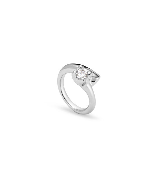 Sterling silver-plated ring with white cubic zirconia
