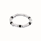 Beaded bracelet with silver and black Murano glass beads