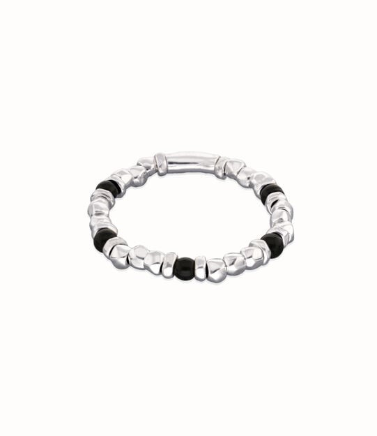 Pulsera de bolas con cuentas en plata y cristal de murano negro
