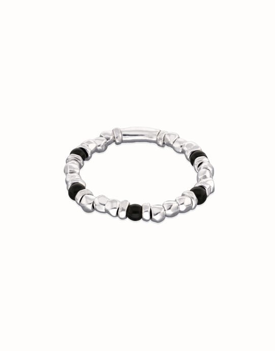 Pulsera de bolas con cuentas en plata y cristal de murano negro