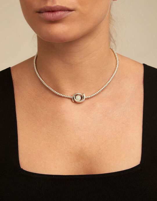 Necklace tight moon, Silver, large