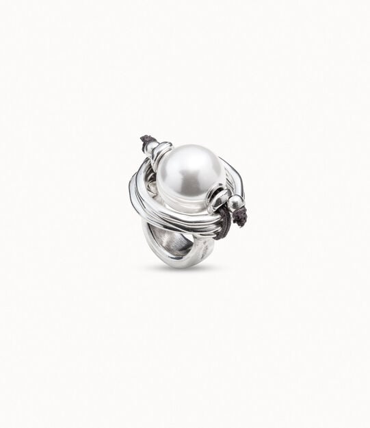 Anillo bañado en plata de ley y perla