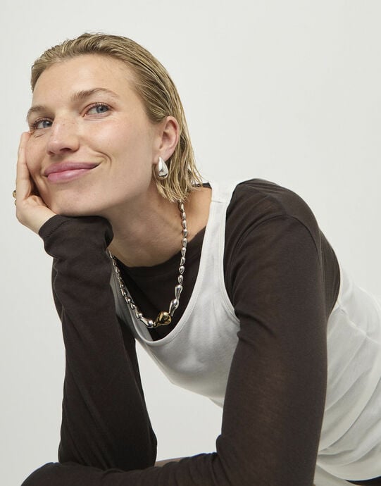 Drop-shaped earrings, Silver, large