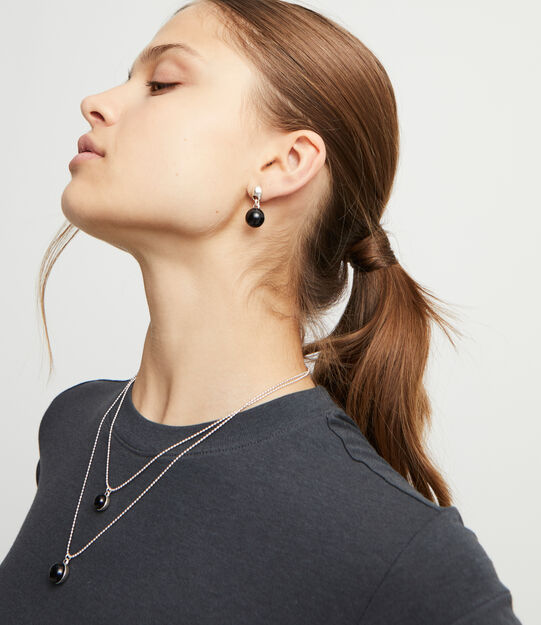 Drop earrings with two murano glass beads, Silver, large