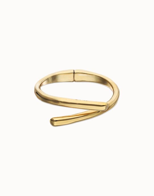 Pulsera r&iacute;gida ba&ntilde;ada en oro 18k con formas org&aacute;nicas entrelazadas