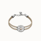Double ivory leather birthstone bracelet with eye