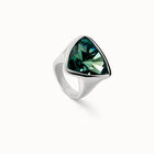 Large triangular ring with crystals