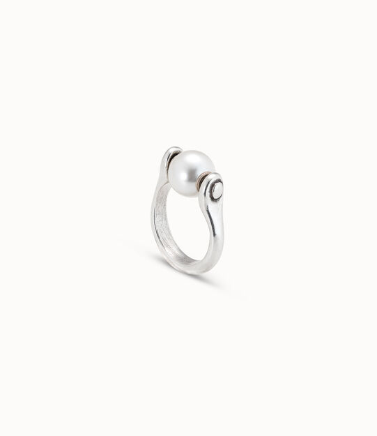 Anillo bañado en plata de ley con perla