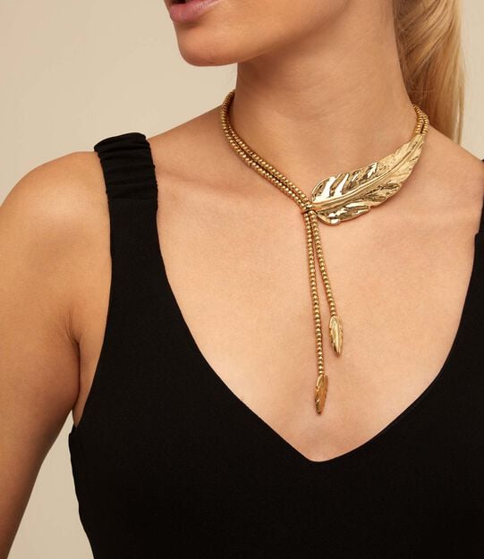 Long necklace, Golden, large