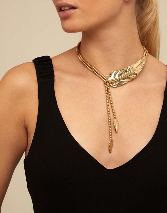 Long necklace, Golden, large