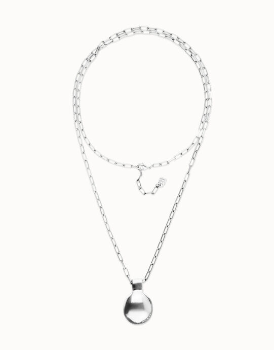 Sautoir plaqu&eacute; argent sterling avec grande sph&egrave;re