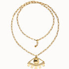 Long pendant chain necklace with central eye