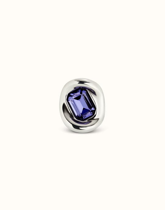 Bague plaqu&eacute;e argent avec cristal violet