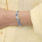 Blue silk thread and metal bracelet with starfish