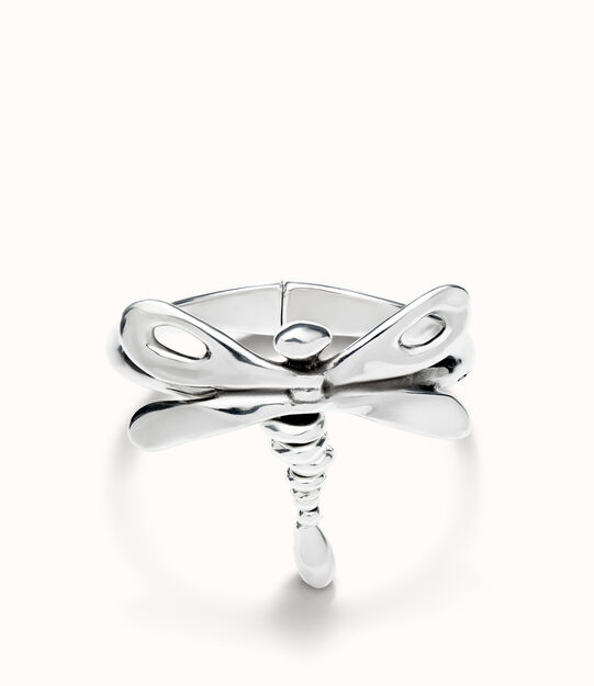 Bracciale rigido con libellula placcato argento sterling