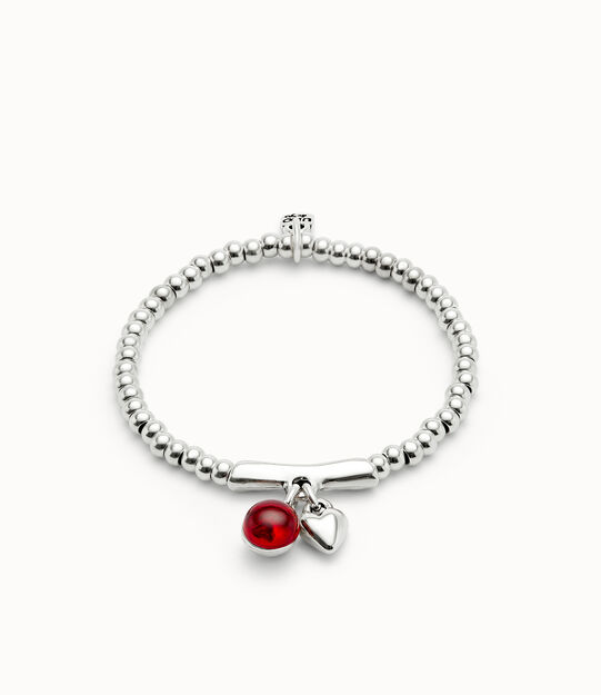 Beaded bracelet with red murano glass
