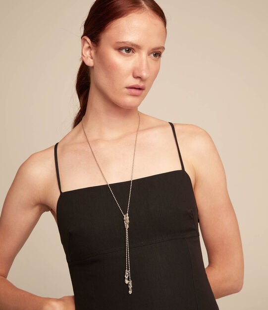 Cha&icirc;ne plaqu&eacute;e argent avec trois figures, dont une r&eacute;glable au centre., Argent, large