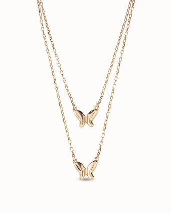 Double 18K gold-plated necklace with links