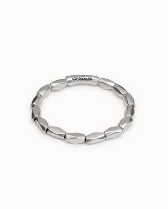 Sterling silver-plated elastic bracelet with diamond shaped pins