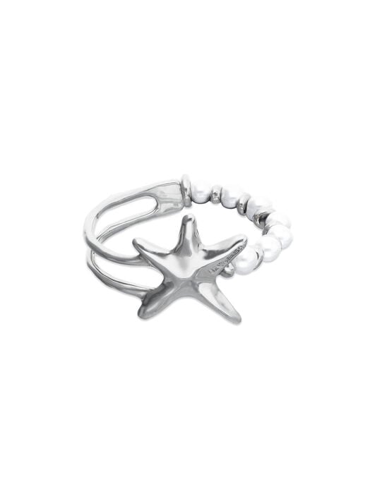Bracciale semirigido placcata in argento con perle e stella marina