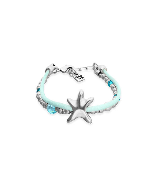 Turquoise silk thread and metal bracelet with starfish