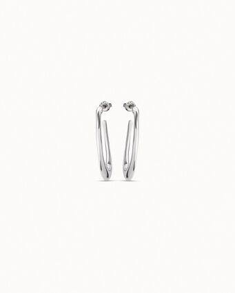 Sterling silver-plated oval hoop earrings