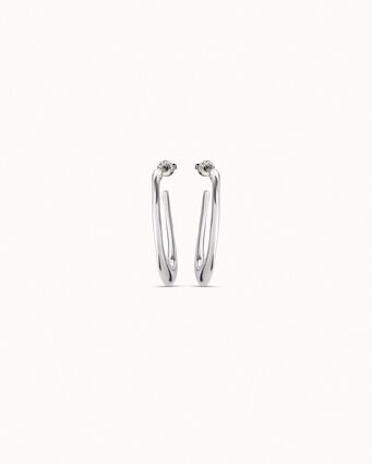 Boucles d’oreilles plaquées argent en forme d’anneaux ovales