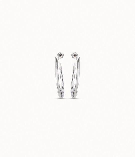 Sterling silver-plated oval hoop earrings