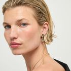 Long  earrings with two grey drop-shaped faceted crystals