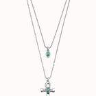 Collar ba&ntilde;ado en plata de ley con dos cadenas de diferentes largos con Charms de cruz