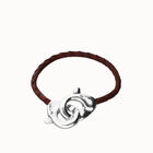 Brown leather bracelet with interlocking carabiner