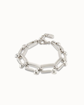 Sterling silver-plated bracelet with rectangular nail shaped links