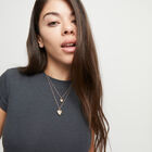 Multi-layer pendant link chain necklace with crystal