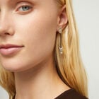 Drop earrings with leather and chained hearts