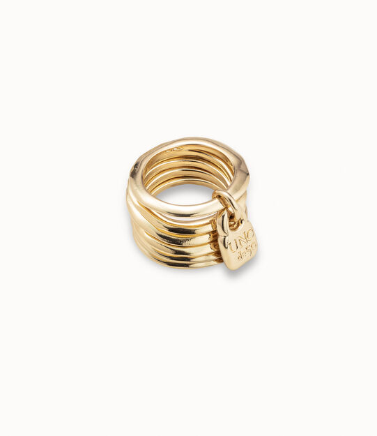 Anillo múltiple bañado en oro de 18k