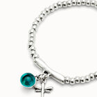 Beaded stretch bracelet with a murano glass and a dragonly