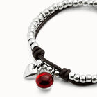 Leather beaded bracelet with red murano glass