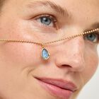 Charm placcato oro 18 carati a forma di goccia con cristallo sfaccettato blu