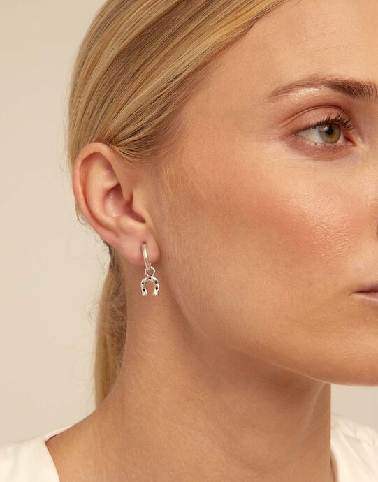 Single Hoop Earring, Silver, large