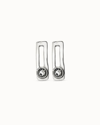 Sterling silver-plated earrings with gray crystal