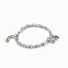 Beaded stretch bracelet with blue crystal