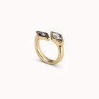 Open ring with two crystals
