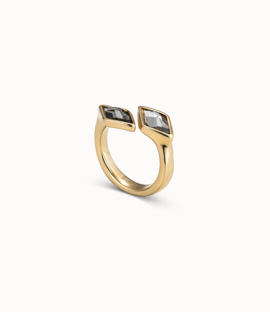 Open ring with two crystals