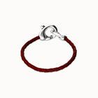 Red leather bracelet with interlocking carabiner