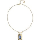 Necklace with rectangular blue faceted crystal
