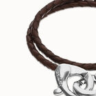 Double brown leather bracelet with interlocking carabiner