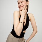 Bangle bracelet with two faceted black oval crystals