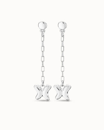 Sterling silver-plated earrings with dangling chain