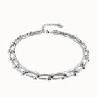 Collar corto ba&ntilde;ado en plata de ley con eslabones rectangulares con forma de clavo