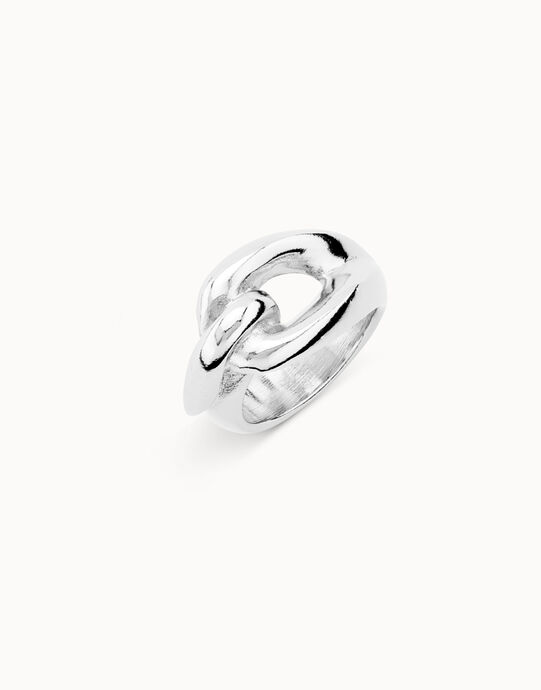 Anillo ba&ntilde;ado en plata de ley con estilo escult&oacute;rico